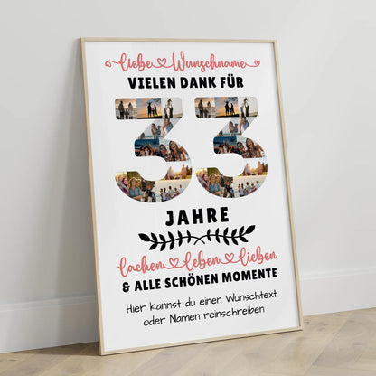 Personalisiertes Poster 33 Geburtstag Für Sohn Tochter Bruder Schwester Nichte & Neffe