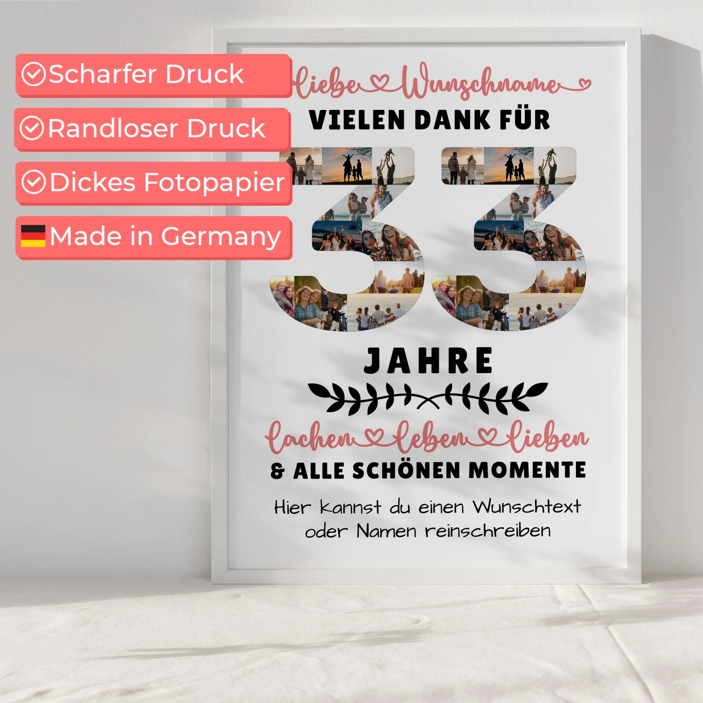 Personalisiertes Poster 33 Geburtstag Für Sohn Tochter Bruder Schwester Nichte & Neffe