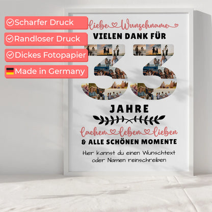 Personalisiertes Poster 33 Geburtstag Für Sohn Tochter Bruder Schwester Nichte & Neffe