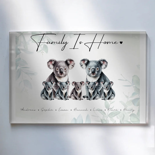 Acrylglas Bild Personalisiert Koala Familienporträt Geschenk für Oma Opa Mama Papa