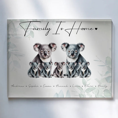 Acrylglas Bild Personalisiert Koala Familienporträt Geschenk für Oma Opa Mama Papa