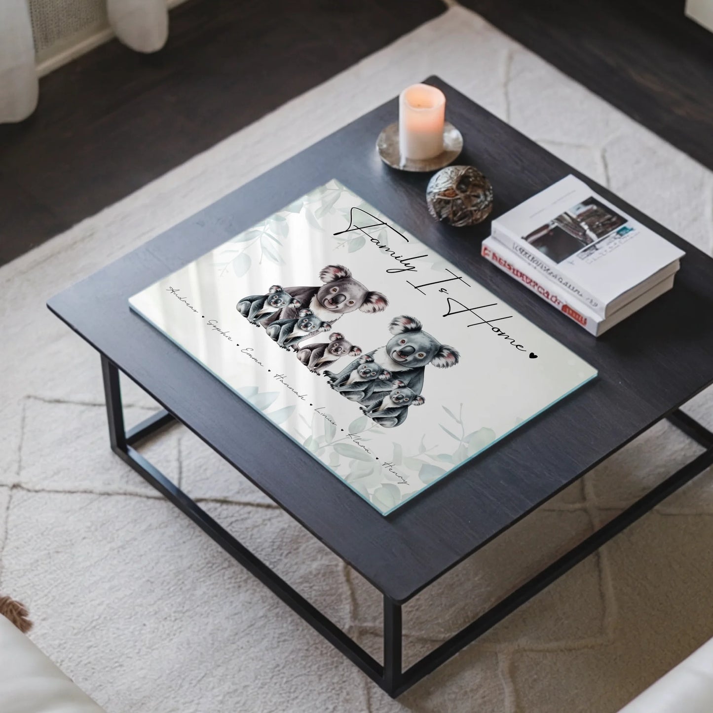 Acrylglas Bild Personalisiert Koala Familienporträt Geschenk für Oma Opa Mama Papa