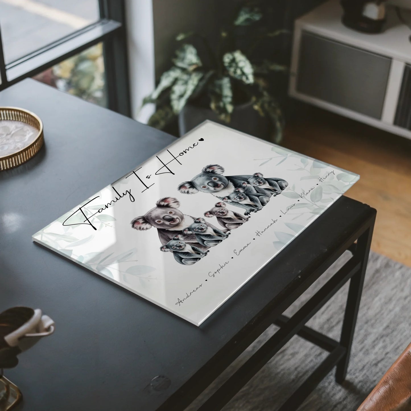 Acrylglas Bild Personalisiert Koala Familienporträt Geschenk für Oma Opa Mama Papa