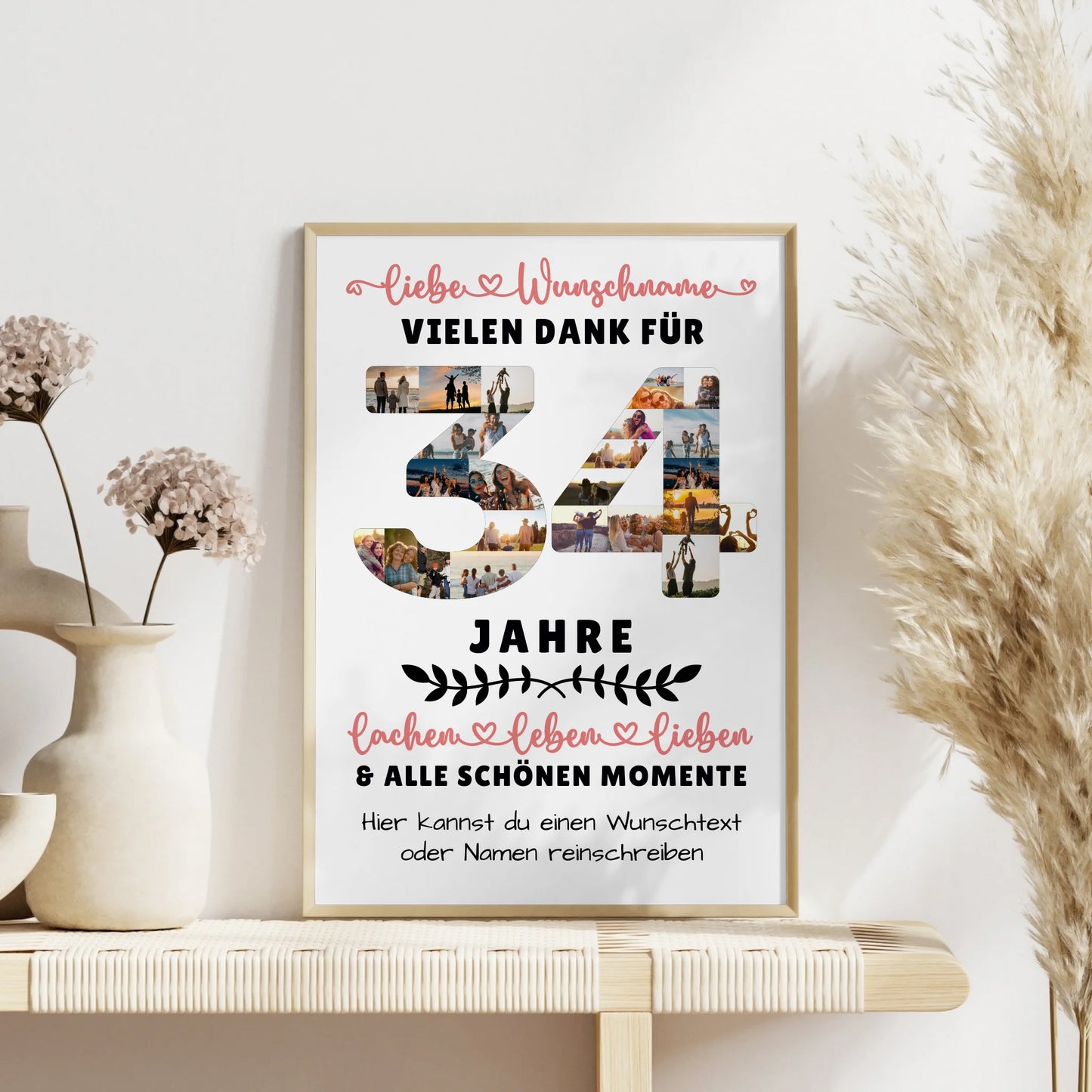 Personalisiertes Poster 34 Geburtstag Für Tochter Sohn Schwester Bruder Nichte & Neffe