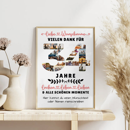 Personalisiertes Poster 34 Geburtstag Für Tochter Sohn Schwester Bruder Nichte & Neffe