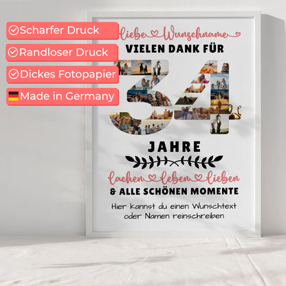 Personalisiertes Poster 34 Geburtstag Für Tochter Sohn Schwester Bruder Nichte & Neffe