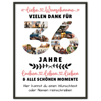 Personalisiertes Poster 36 Geburtstag Für Tochter Sohn Bruder Neffe Nicht & Schwester