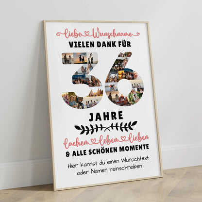Personalisiertes Poster 36 Geburtstag Für Tochter Sohn Bruder Neffe Nicht & Schwester