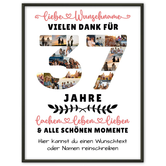 Personalisiertes Poster 37 Geburtstag Für Sohn Tochter Schwester Bruder Neffe & Nichte