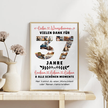 Personalisiertes Poster 37 Geburtstag Für Sohn Tochter Schwester Bruder Neffe & Nichte