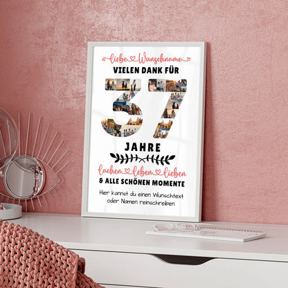 Personalisiertes Poster 37 Geburtstag Für Sohn Tochter Schwester Bruder Neffe & Nichte