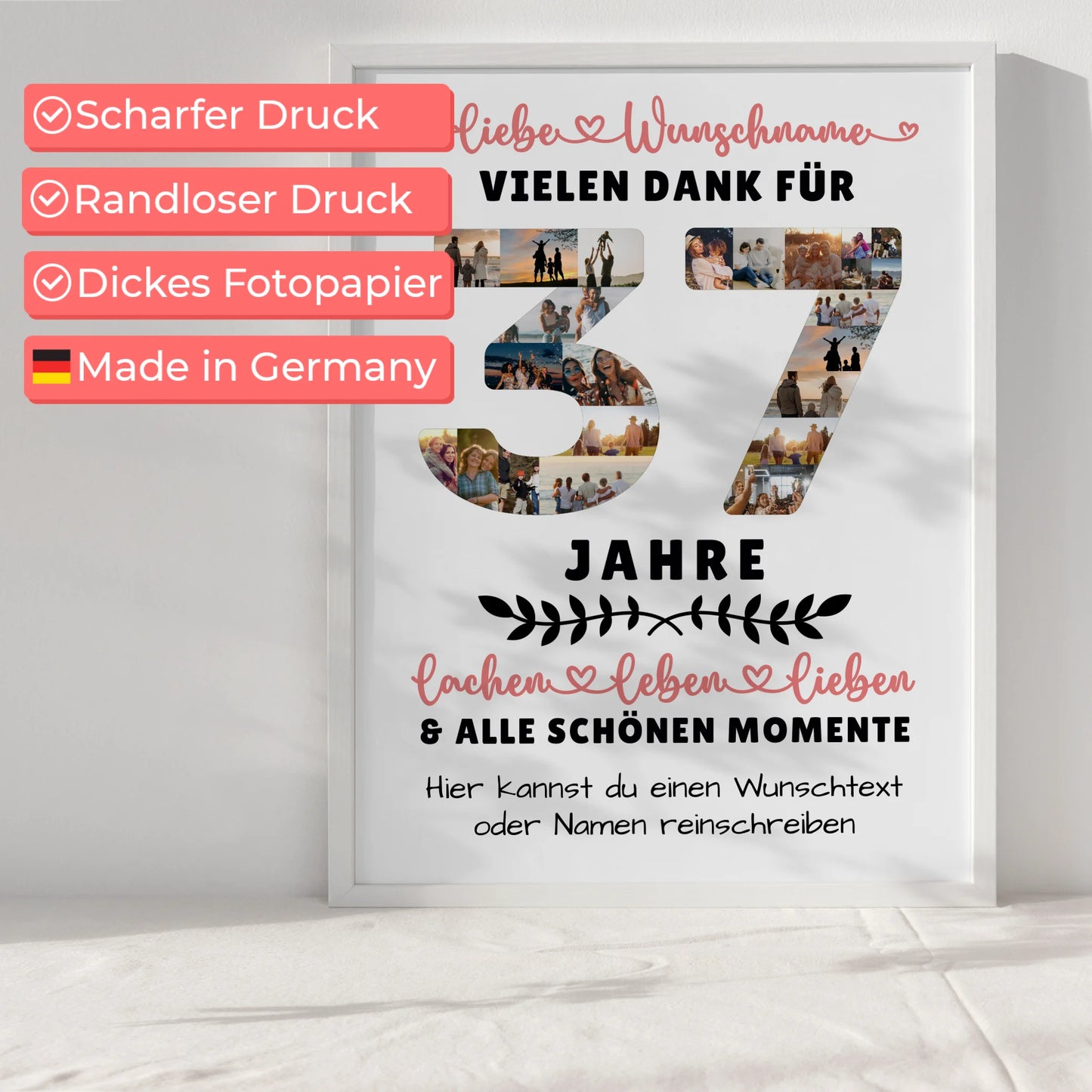 Personalisiertes Poster 37 Geburtstag Für Sohn Tochter Schwester Bruder Neffe & Nichte