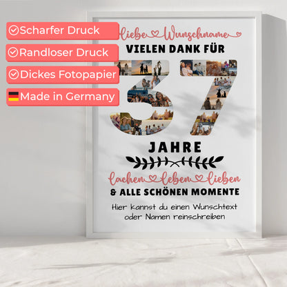 Personalisiertes Poster 37 Geburtstag Für Sohn Tochter Schwester Bruder Neffe & Nichte