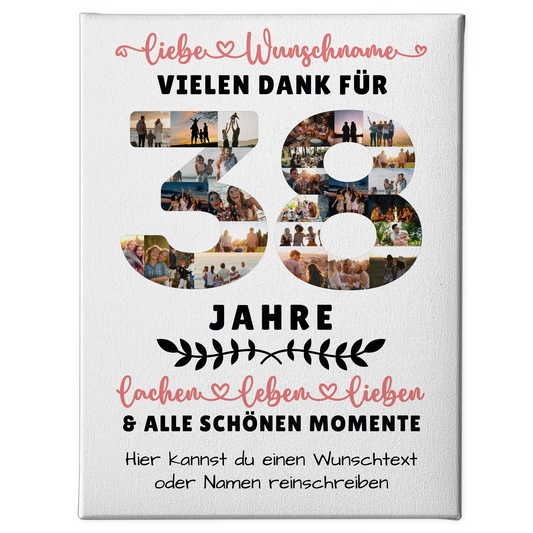 Personalisierte Leinwand 38 Geburtstag Für Mama Papa Schwester & Bruder 1