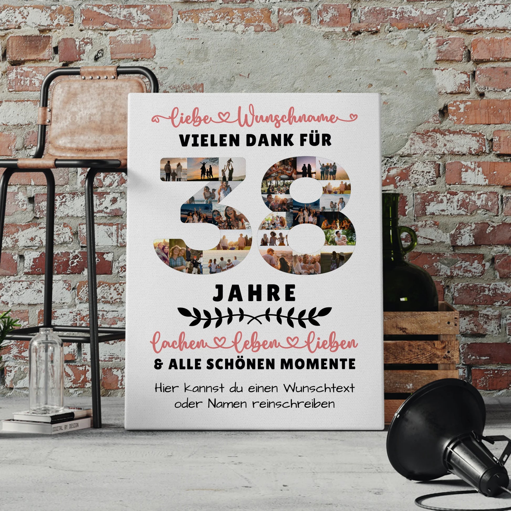 Personalisierte Leinwand 38 Geburtstag Für Mama Papa Schwester & Bruder 4