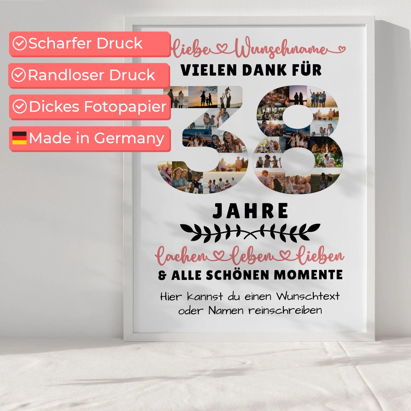 Personalisiertes Poster 38 Geburtstag Für Mama Papa Schwester & Bruder