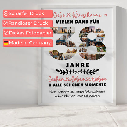 Personalisiertes Poster 38 Geburtstag Für Mama Papa Schwester & Bruder