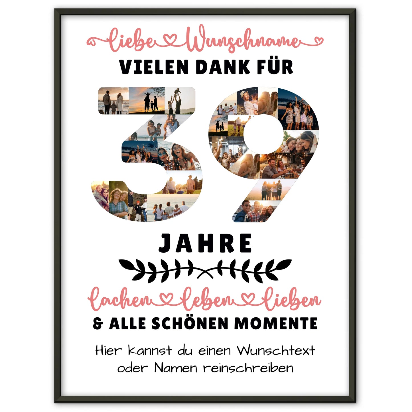 Personalisiertes Poster 39 Geburtstag Für Papa Mama Schwester & Bruder