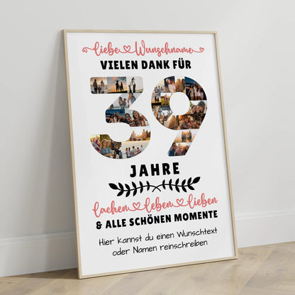 Personalisiertes Poster 39 Geburtstag Für Papa Mama Schwester & Bruder