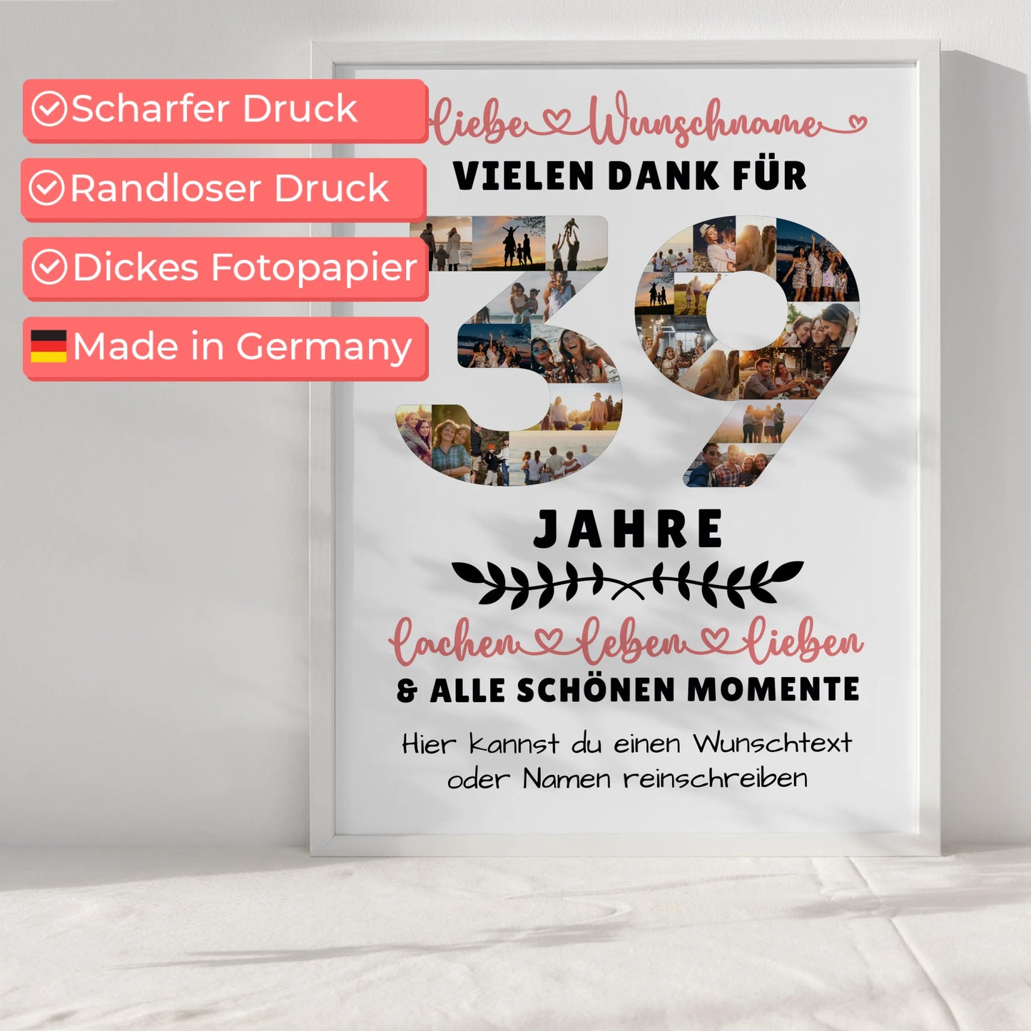 Personalisiertes Poster 39 Geburtstag Für Papa Mama Schwester & Bruder