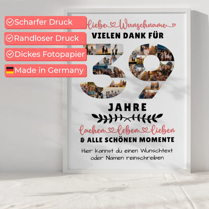 Personalisiertes Poster 39 Geburtstag Für Papa Mama Schwester & Bruder
