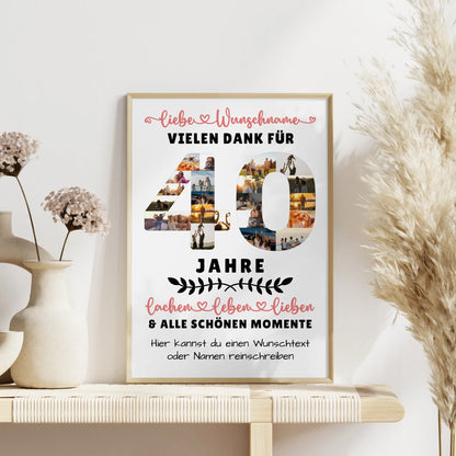 Personalisiertes Poster 40 Geburtstag Für Papa Mama Bruder & Schwester