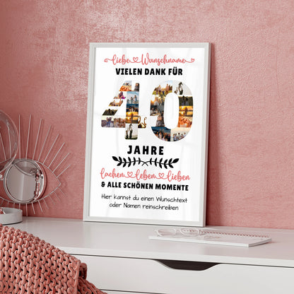 Personalisiertes Poster 40 Geburtstag Für Papa Mama Bruder & Schwester