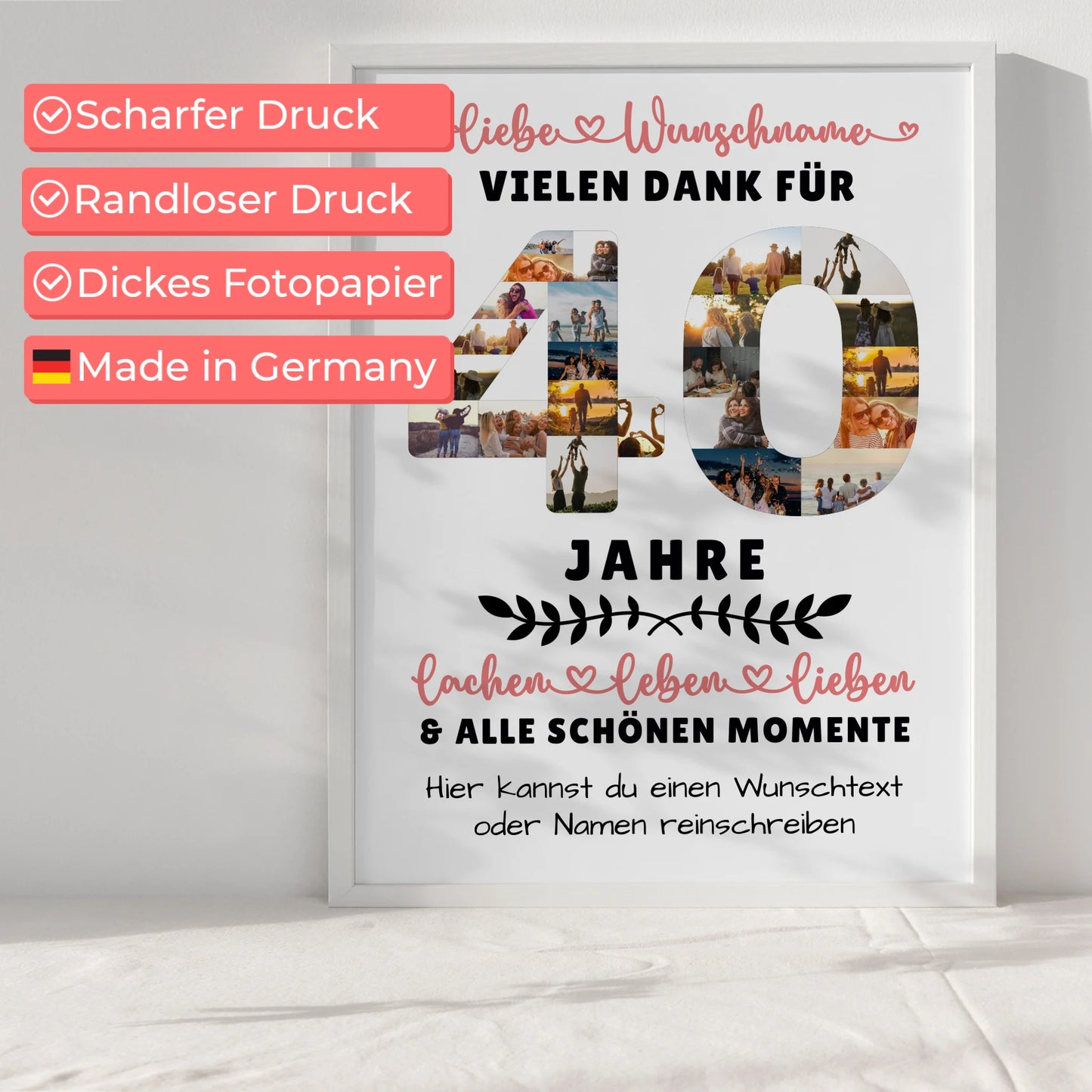 Personalisiertes Poster 40 Geburtstag Für Papa Mama Bruder & Schwester