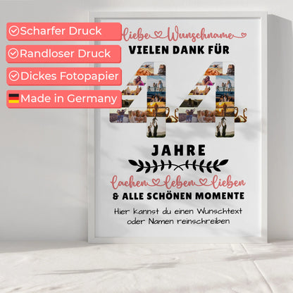 Personalisiertes Poster 44 Geburtstag Für Schwester Bruder Papa & Mama