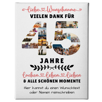 Personalisierte Leinwand 45 Geburtstag Für Mama Papa Schwester & Bruder 1