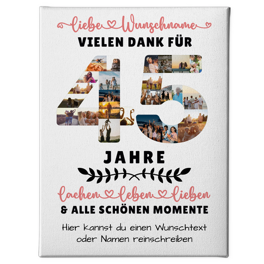 Personalisierte Leinwand 45 Geburtstag Für Mama Papa Schwester & Bruder 1