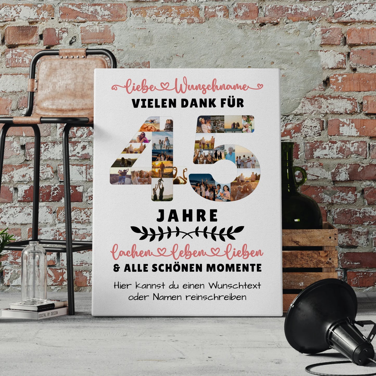 Personalisierte Leinwand 45 Geburtstag Für Mama Papa Schwester & Bruder 4