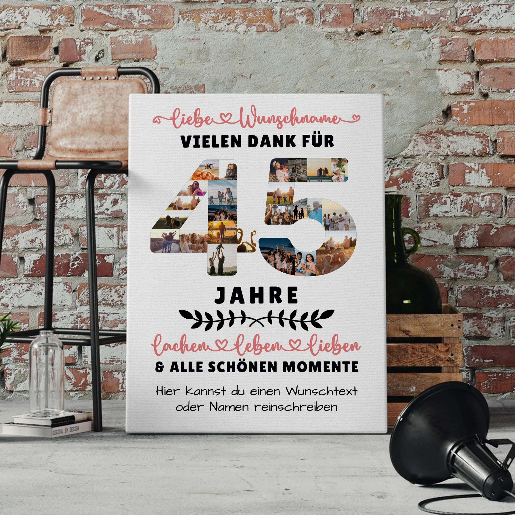 Personalisierte Leinwand 45 Geburtstag Für Mama Papa Schwester & Bruder 4