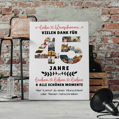 Personalisierte Leinwand 45 Geburtstag Für Mama Papa Schwester & Bruder 4