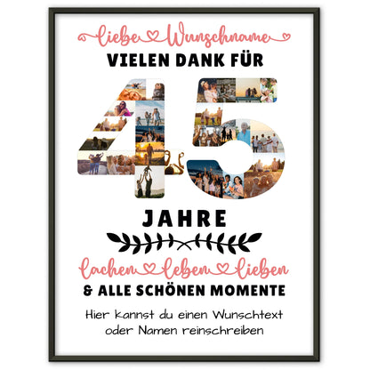 Personalisiertes Poster 45 Geburtstag Für Mama Papa Schwester & Bruder