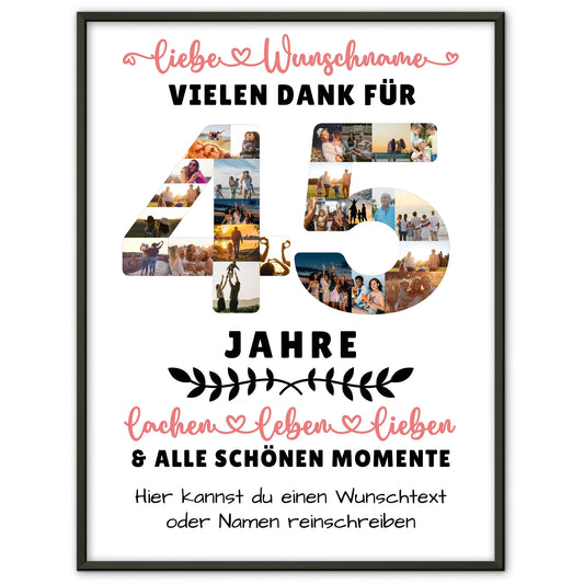 Personalisiertes Poster 45 Geburtstag Für Mama Papa Schwester & Bruder