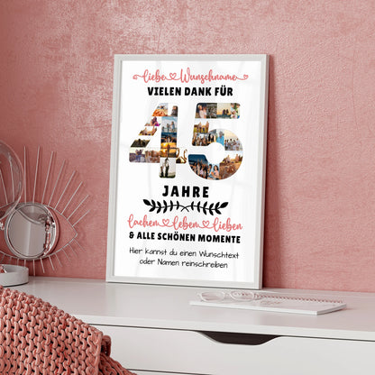 Personalisiertes Poster 45 Geburtstag Für Mama Papa Schwester & Bruder