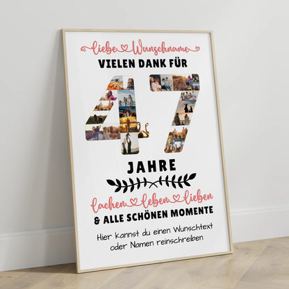 Personalisiertes Poster 47 Geburtstag Für Papa Mama Bruder & Schwester