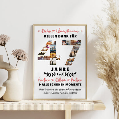 Personalisiertes Poster 47 Geburtstag Für Papa Mama Bruder & Schwester