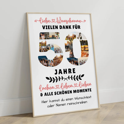 Personalisiertes Poster 50 Geburtstag Für Schwester Bruder Mama & Papa