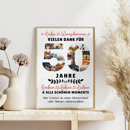 Personalisiertes Poster 50 Geburtstag Für Schwester Bruder Mama & Papa