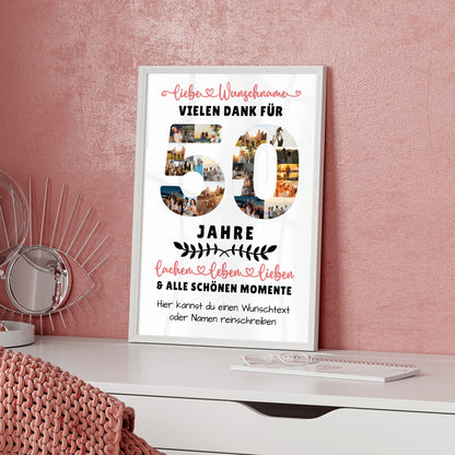 Personalisiertes Poster 50 Geburtstag Für Schwester Bruder Mama & Papa