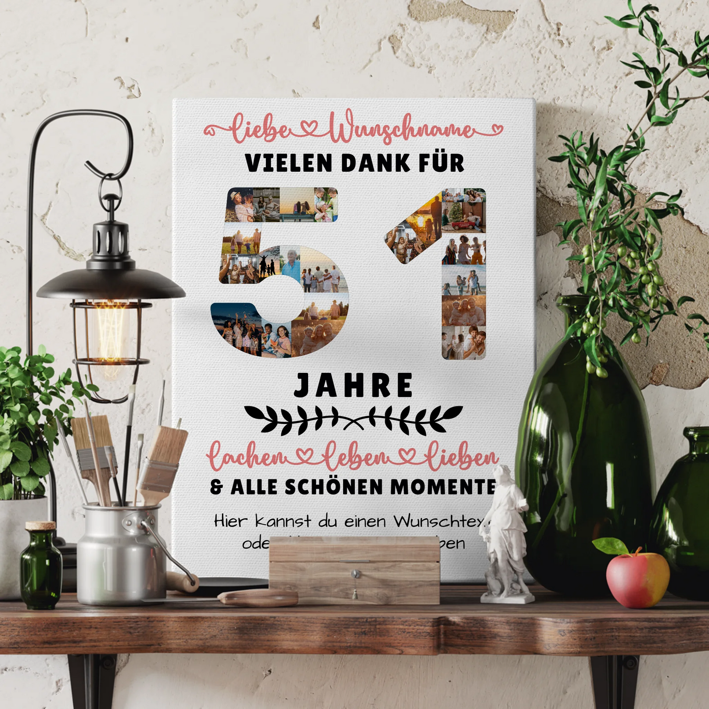 Personalisierte Leinwand 51 Geburtstag Für Schwester Bruder Papa & Mama 3