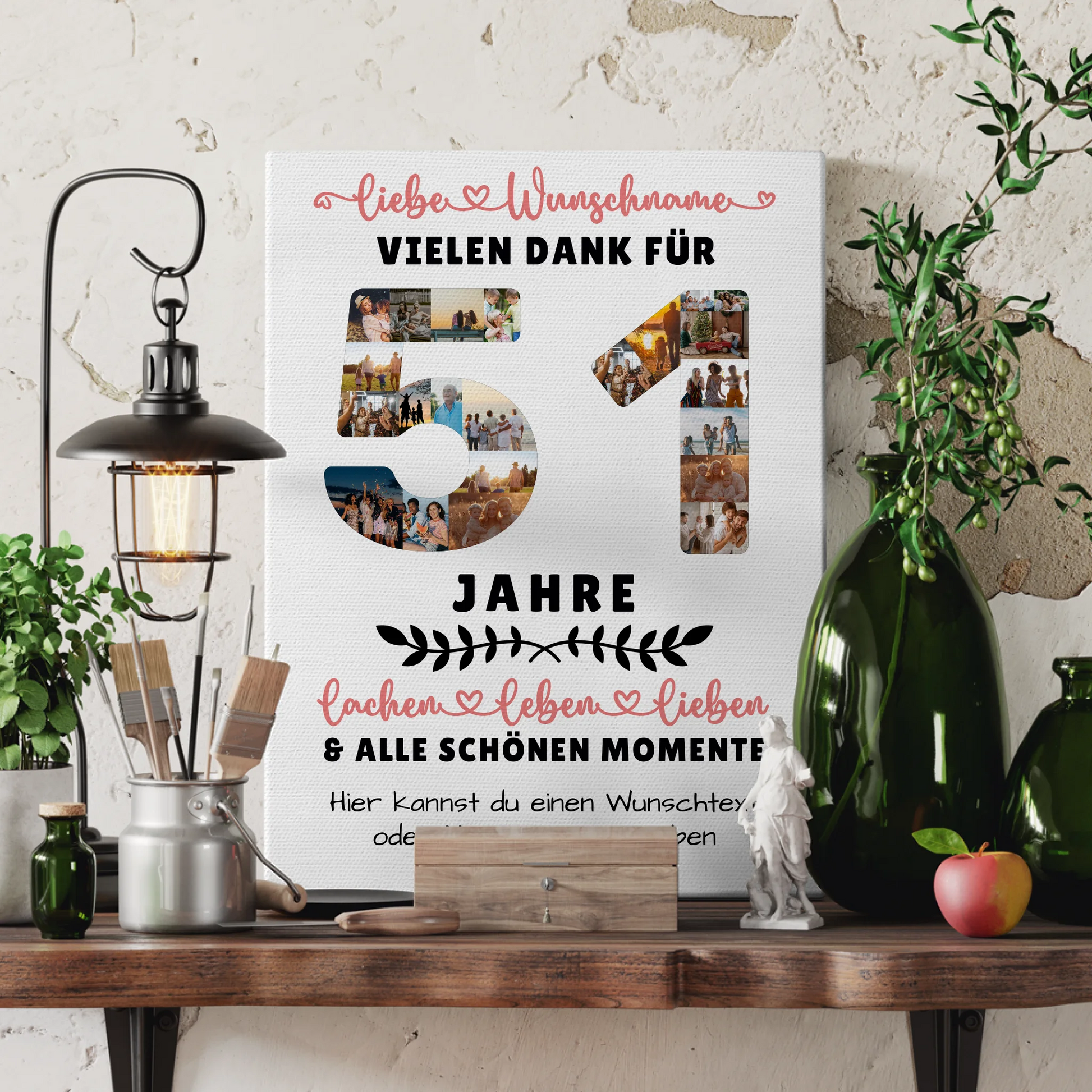 Personalisierte Leinwand 51 Geburtstag Für Schwester Bruder Papa & Mama 3