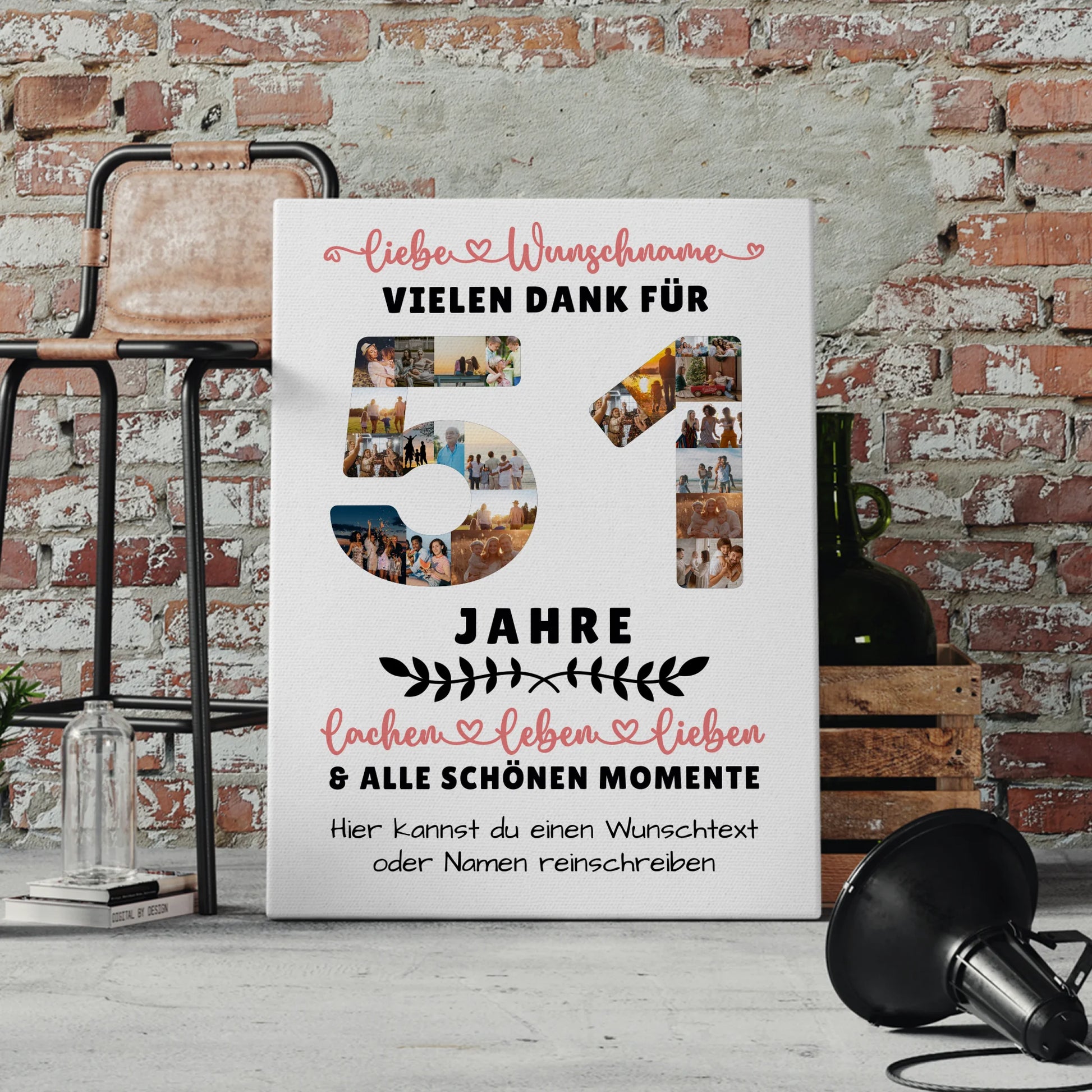 Personalisierte Leinwand 51 Geburtstag Für Schwester Bruder Papa & Mama 4