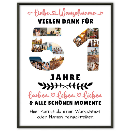 Personalisiertes Poster 51 Geburtstag Für Schwester Bruder Papa & Mama