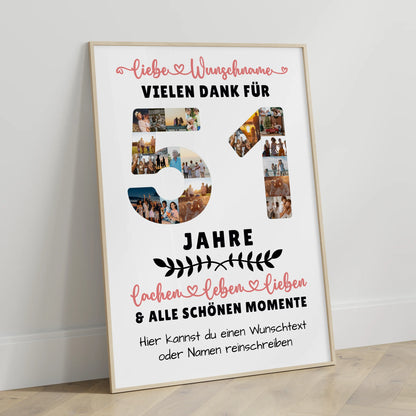 Personalisiertes Poster 51 Geburtstag Für Schwester Bruder Papa & Mama