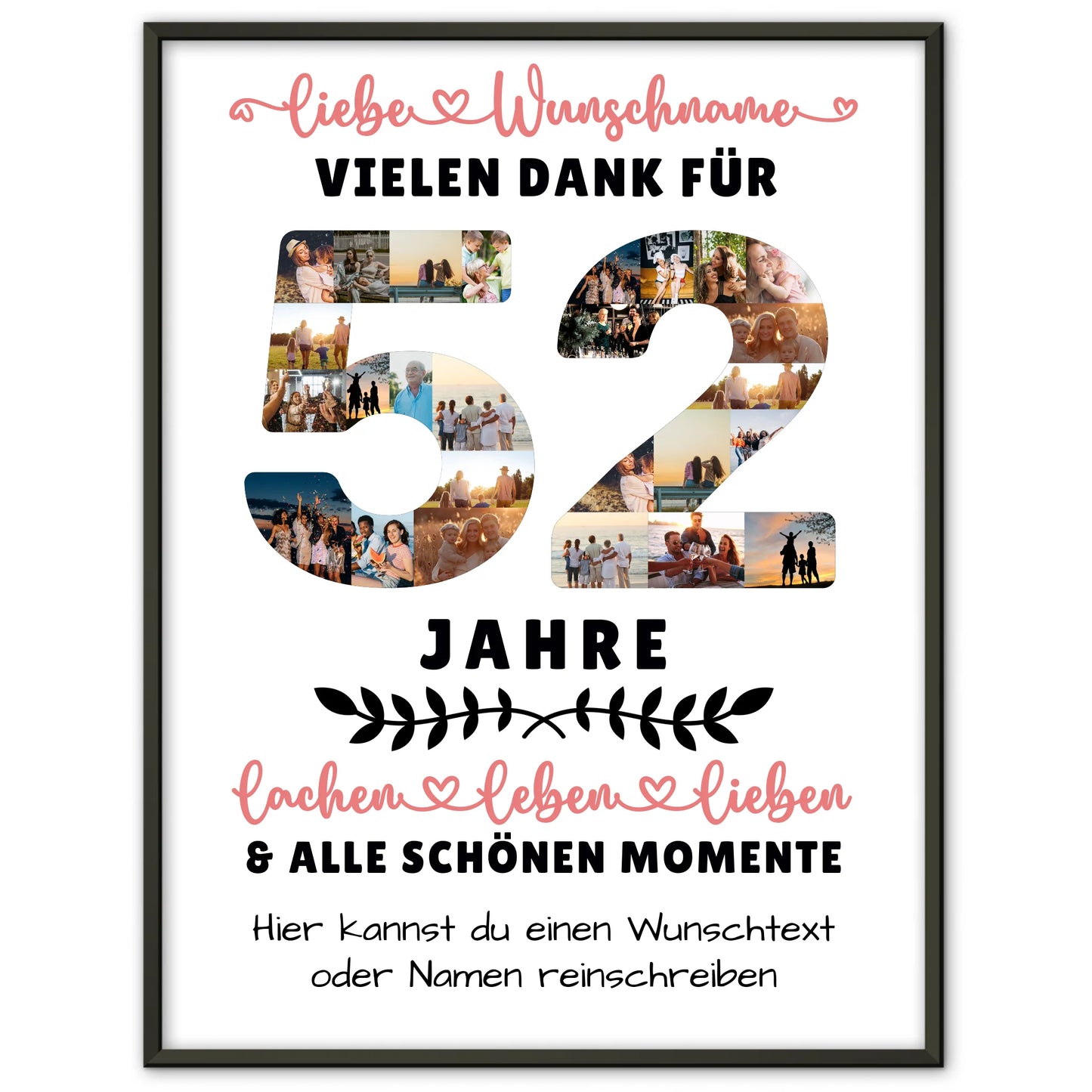 Personalisiertes Poster 52 Geburtstag Für Mama Papa Schwester & Bruder