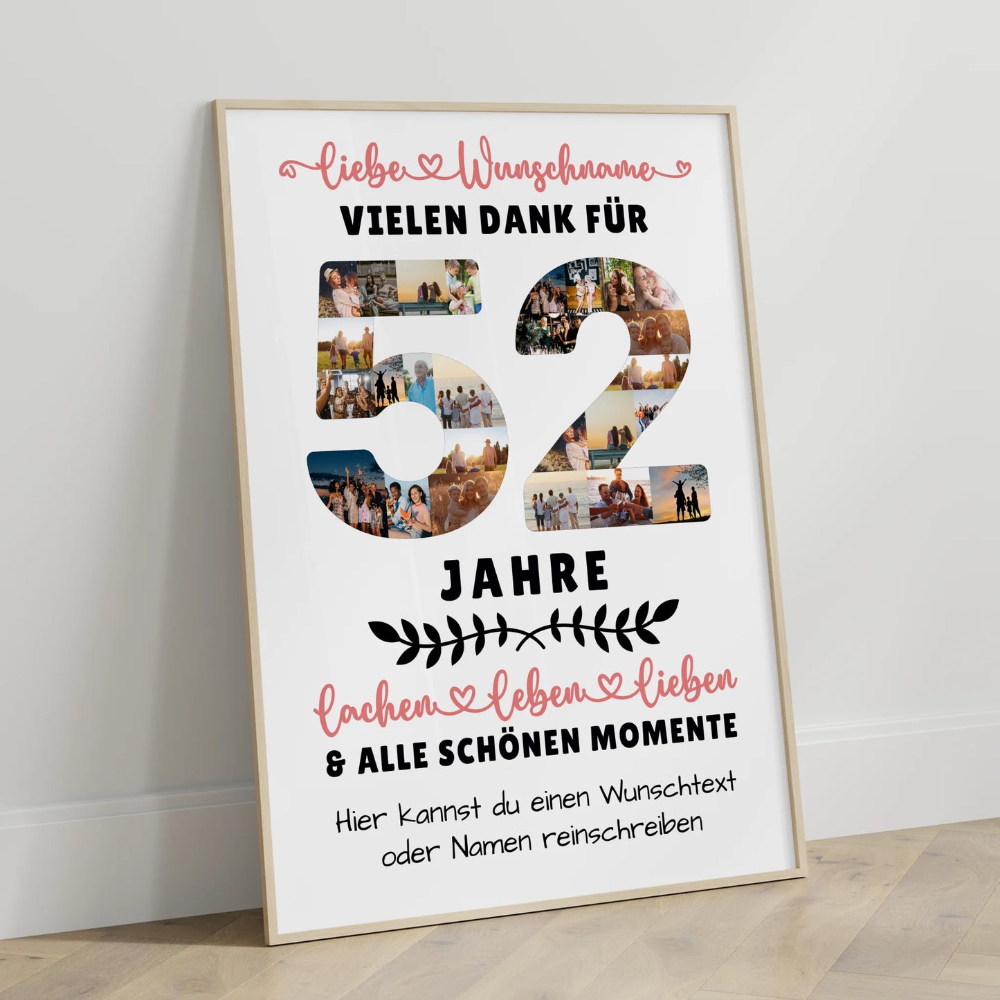 Personalisiertes Poster 52 Geburtstag Für Mama Papa Schwester & Bruder
