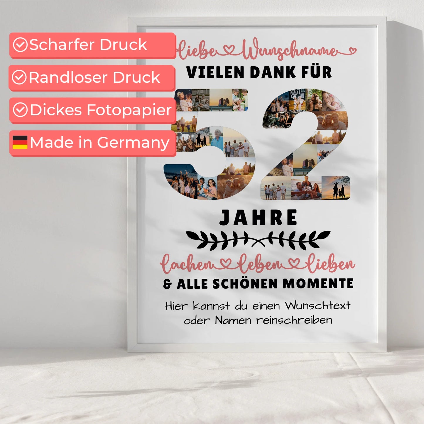 Personalisiertes Poster 52 Geburtstag Für Mama Papa Schwester & Bruder